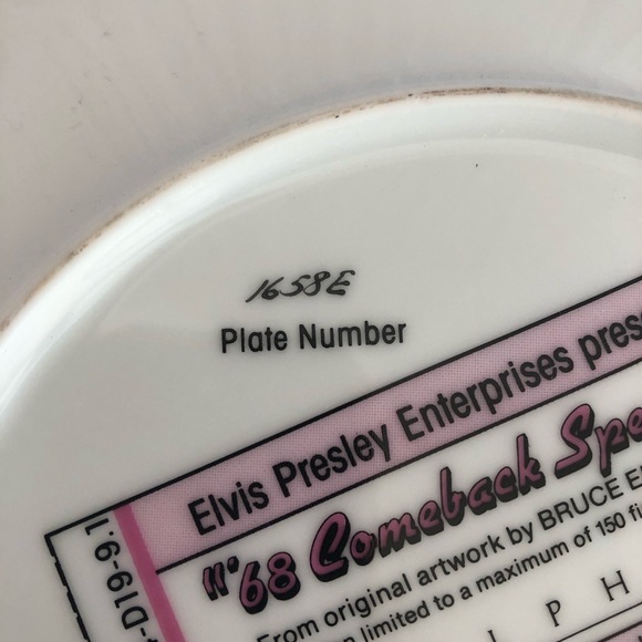 ELVIS PRESLEY COLLECTORS PLATE '68 Comeback Special number 1658, w/COA - Picture 7 of 10